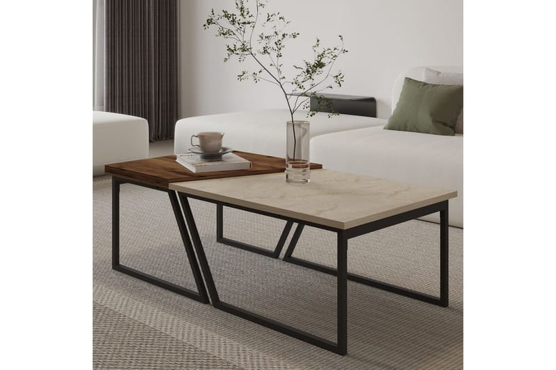 Bulskoll Stuebord 120 cm - Travertin/Valnøtt - Møbler - Bord - Sofabord & salongbord