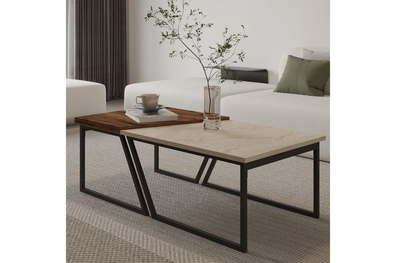 Bulskoll Stuebord 120 cm - Travertin/Valnøtt - Møbler - Bord - Sofabord & salongbord