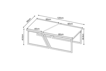 Bulskoll Stuebord 120 cm - Travertin/Valnøtt - Møbler - Bord - Sofabord & salongbord