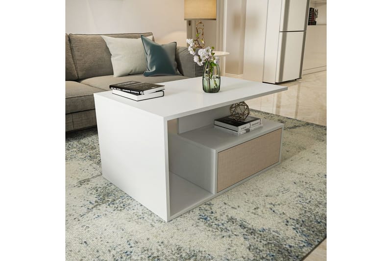 Bulvari Stuebord 90 cm - Beige/Hvit - Møbler - Bord - Sofabord & salongbord