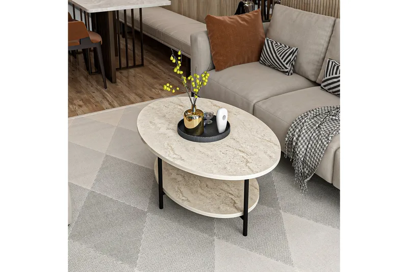 Burata Sofabord 90 cm - Beige - Møbler - Bord - Sofabord & salongbord