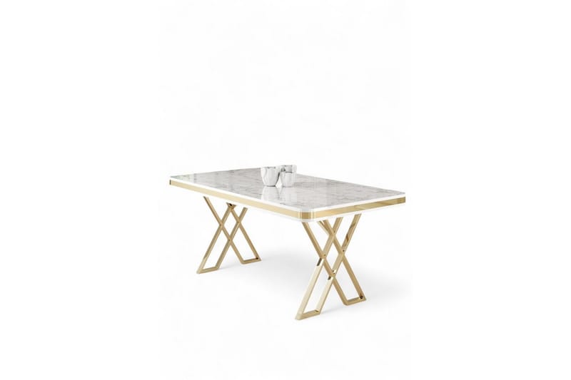 Calchera Spisebord 130 cm Rektangulær - Hvit Marmor/Gull - Møbler - Bord - Spisebord & kjøkkenbord