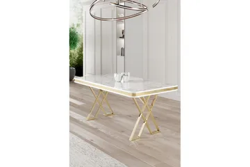 Calchera Spisebord 130 cm Rektangulær - Hvit Marmor/Gull - Møbler - Bord - Spisebord & kjøkkenbord