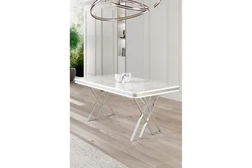 Calchera Spisebord 130 cm Rektangulær - Hvit Marmor/Krom - Møbler - Bord - Spisebord & kjøkkenbord