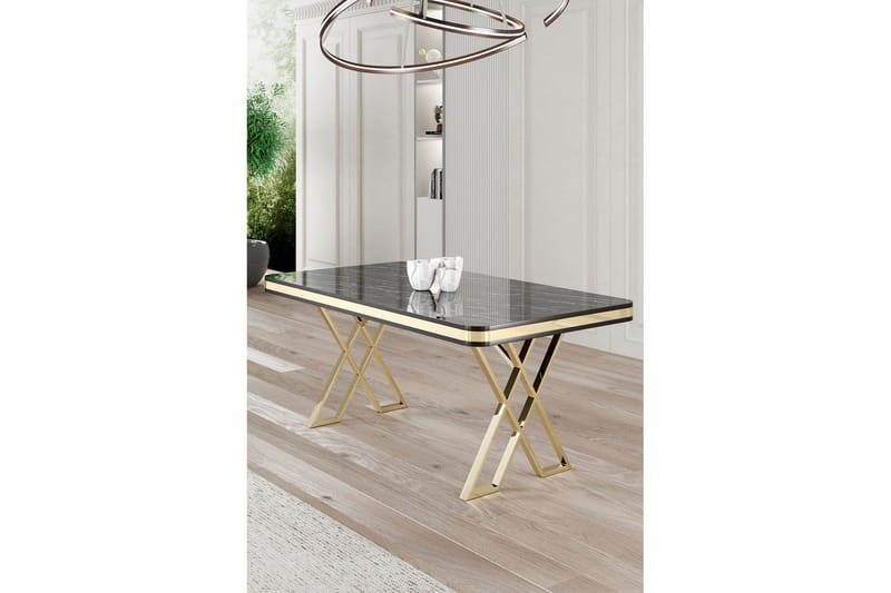 Calchera Spisebord 130 cm Rektangulær - Sort Marmor/Gull - Møbler - Bord - Spisebord & kjøkkenbord