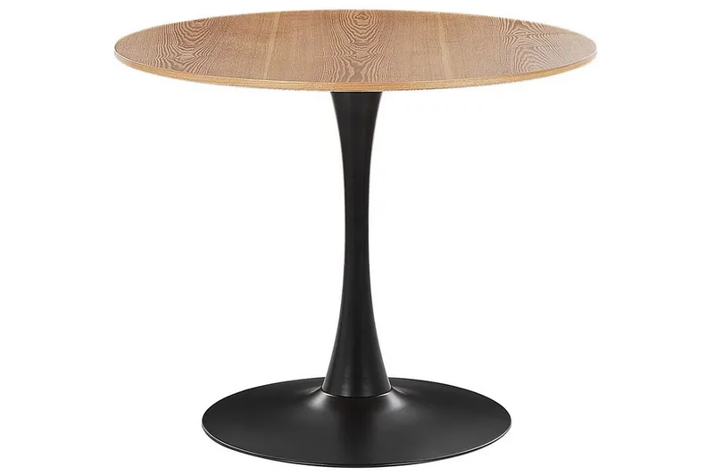 Calmar Spisebord 90 cm Rund, Lys Brun/Sort