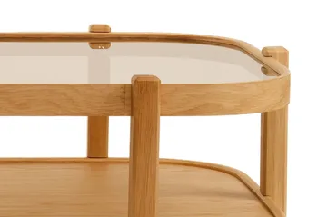Calnor 70 cm Rektangulært Sofabord med Hyller i med Trerramme - Brunt Røykglass - Møbler - Bord - Sofabord & salongbord