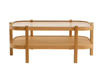 Calnor 70 cm Rektangulært Sofabord med Hyller i med Trerramme - Brunt Røykglass - Møbler - Bord - Sofabord & salongbord