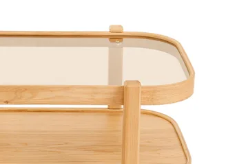 Calnor Rektangulært Sofabord med Hyller 50 cm med Trerammer - Brunt Røykglass - Møbler - Bord - Sofabord & salongbord