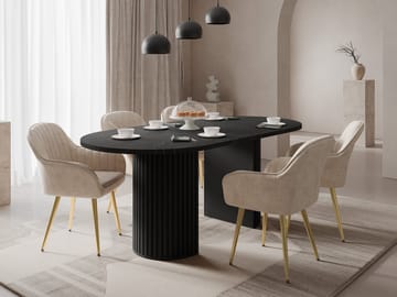 Calvion spisebord 185 cm ovalt - Svart - Møbler - Bord - Marmorbord
