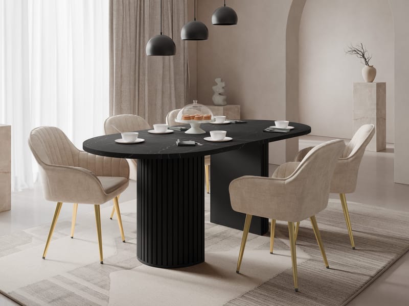 Calvion spisebord 185 cm ovalt - Svart - Møbler - Bord - Marmorbord