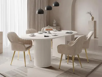 Calvion Spisebord ovalt 185 cm - beige - Møbler - Bord - Spisebord & kjøkkenbord