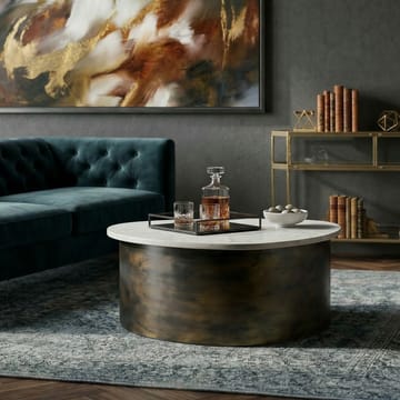 Cedrik sofabord med marmorplate - hvit / gull - Møbler - Bord - Sofabord & salongbord