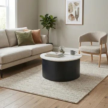 Cedrik sofabord med marmorplate - hvit / svart - Møbler - Bord - Sofabord & salongbord