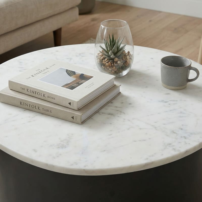 Cedrik sofabord med marmorplate - hvit / svart - Møbler - Bord - Sofabord & salongbord