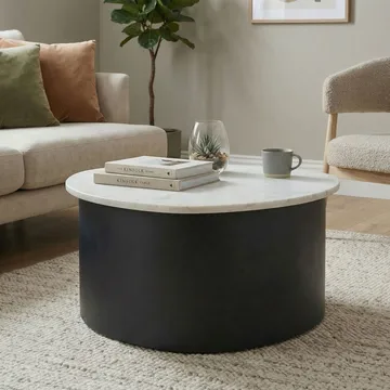 Cedrik sofabord med marmorplate - hvit / svart - Møbler - Bord - Sofabord & salongbord