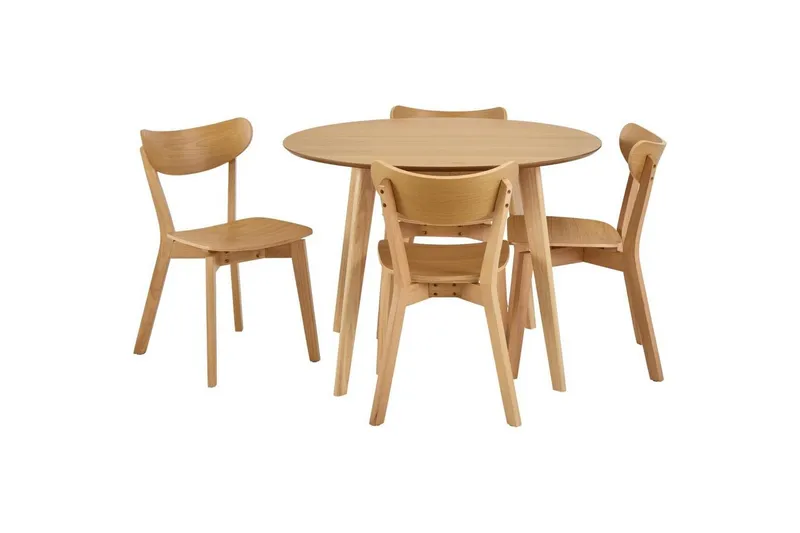Celtik Spisegruppe Rund 105 Cm + 4 Spisestuestoler - Beige - Møbler - Bord - Spisegruppe