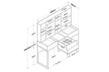 Ceris Sminkebord 120 cm - Hvit - Møbler - Bord - Sminkebord & toalettbord