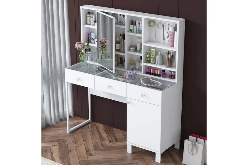 Ceris Sminkebord 120 cm - Hvit - Møbler - Bord - Sminkebord & toalettbord