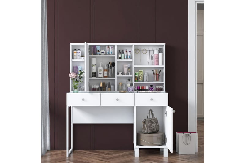 Ceris Sminkebord 120 cm - Hvit - Møbler - Bord - Sminkebord & toalettbord