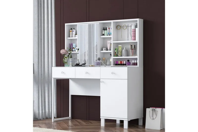 Ceris Sminkebord 120 cm - Hvit - Møbler - Bord - Sminkebord & toalettbord