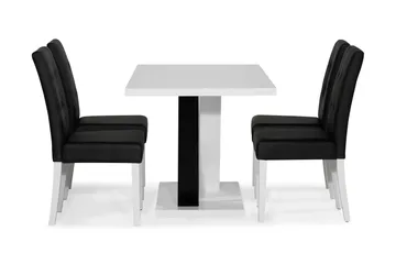 Cesi Spisegruppe 140 cm med 4 Viktor Stoler - Hvit/Svart/Svart PU - Møbler - Bord - Spisegruppe
