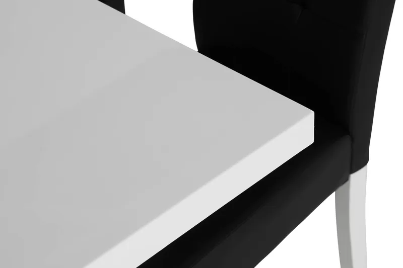 Cesi Spisegruppe 140 cm med 4 Viktor Stoler - Hvit/Svart/Svart PU - Møbler - Bord - Spisegruppe