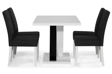 Cesi Spisegruppe 140 cm med 4 Viktor Stoler - Hvit/Svart/Svart PU - Møbler - Bord - Spisegruppe