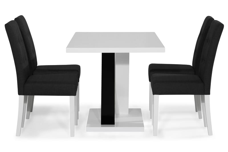 Cesi Spisegruppe 140 cm med 4 Viktor Stoler - Hvit/Svart/Svart PU - Møbler - Bord - Spisegruppe