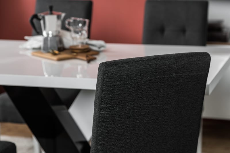 Cesi Spisegruppe 140 cm med 4 Viktor Stoler - Hvit/Svart/Svart PU - Møbler - Bord - Spisegruppe