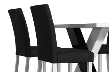 Cesi Spisegruppe 140 cm med 4 Viktor Stoler - Hvit/Svart/Svart PU - Møbler - Bord - Spisegruppe