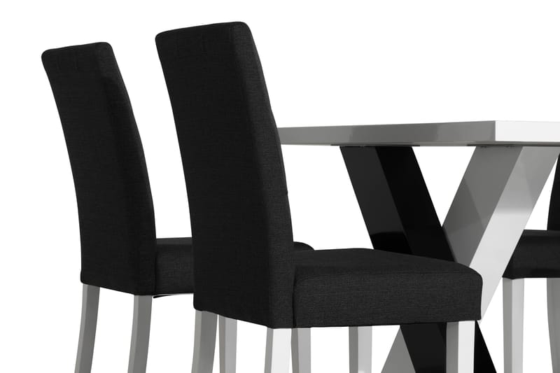 Cesi Spisegruppe 140 cm med 4 Viktor Stoler - Hvit/Svart/Svart PU - Møbler - Bord - Spisegruppe