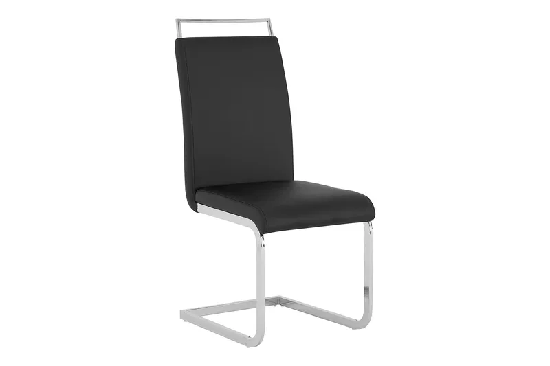 Cesi Spisegruppe Rektangulært spisebord 140 cm + 6 Isoda Lærstoler - Hvit / Svart / Krom - Møbler - Bord - Spisegruppe