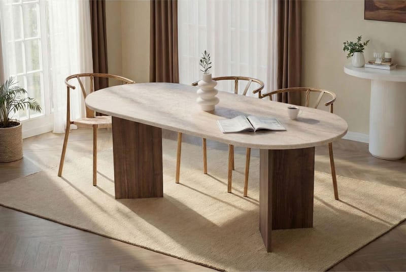 Ceylin Spisebord 200x75x90 cm - Travertine Walnut - Møbler - Bord - Spisebord & kjøkkenbord