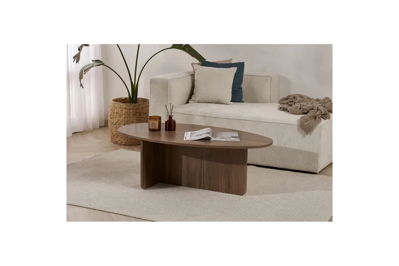 Ceyra Ovalt Sofabord 120 cm i Tre - Brun - Møbler - Bord - Sofabord & salongbord
