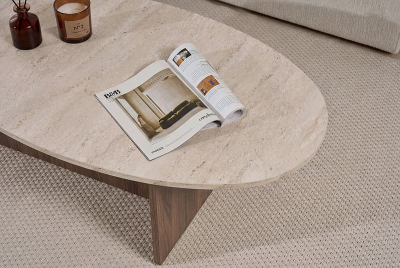 Ceyra Sofabord 120x40x65 cm - Travertine Walnut - Møbler - Bord - Sofabord & salongbord