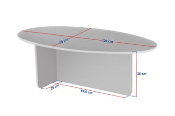 Ceyra Sofabord 120x40x65 cm - Travertine Walnut - Møbler - Bord - Sofabord & salongbord