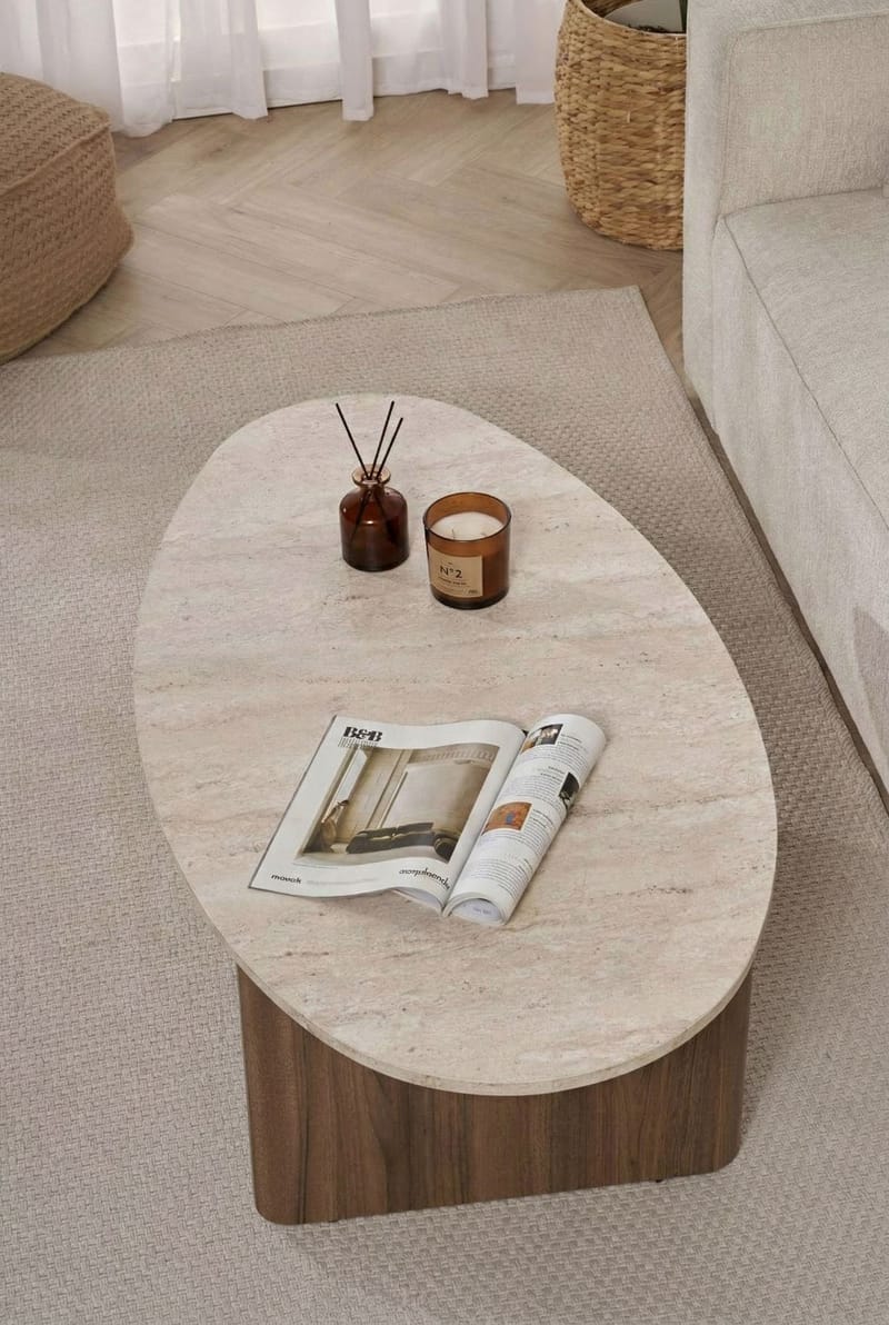 Ceyra Sofabord 120x40x65 cm - Travertine Walnut - Møbler - Bord - Sofabord & salongbord