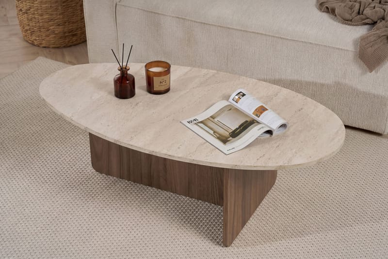 Ceyra Sofabord 120x40x65 cm - Travertine Walnut - Møbler - Bord - Sofabord & salongbord