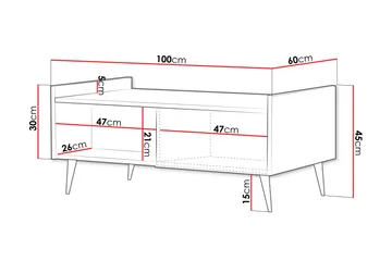 Chiku 100 cm Rektangulært Sofabord med Hyller i Malt Tre - Beige - Møbler - Bord - Sofabord & salongbord