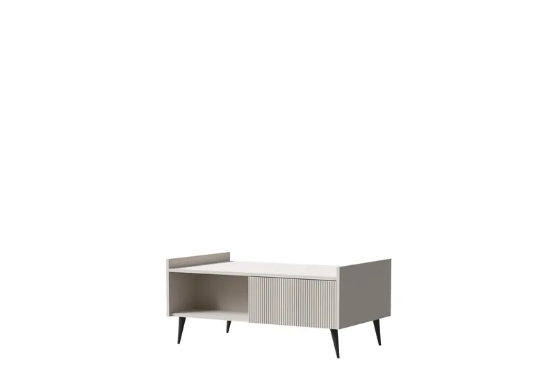 Chiku 100 cm Rektangulært Sofabord med Hyller i Malt Tre, Beige