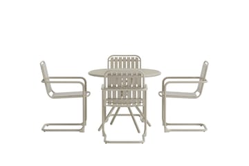 Chios spisegruppe 90 cm med 4 stoler utendørs - Beige - Møbler - Bord - Spisegruppe
