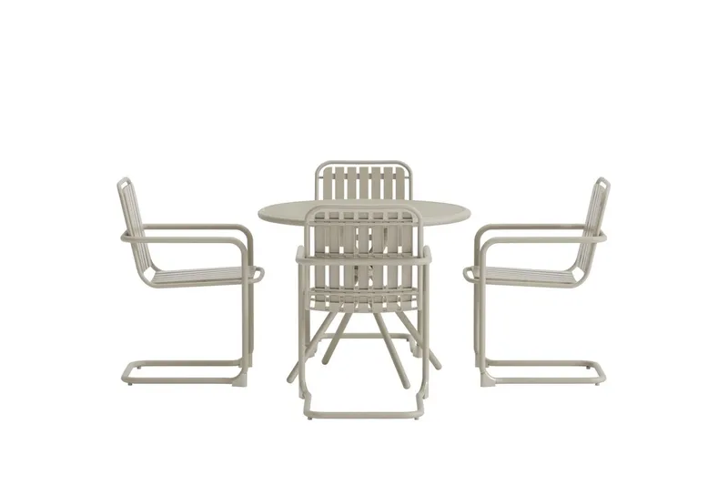 Chios spisegruppe 90 cm med 4 stoler utendørs - Beige - Møbler - Bord - Spisegruppe