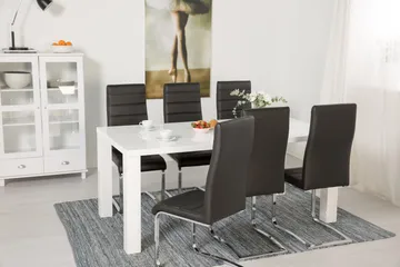Cibus Spisegruppe med 6 Stoler - Hvit/Svart - Møbler - Bord - Spisegruppe