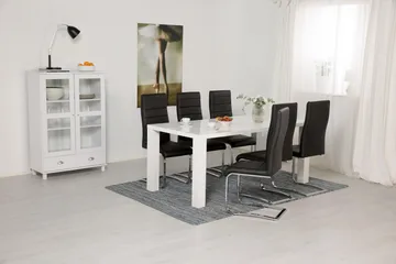 Cibus Spisegruppe med 6 Stoler - Hvit/Svart - Møbler - Bord - Spisegruppe