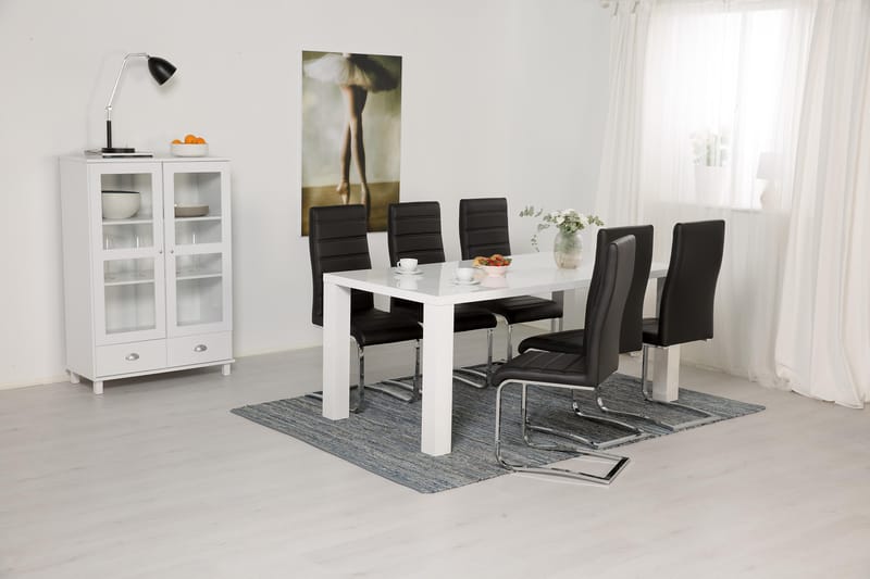 Cibus Spisegruppe med 6 Stoler - Hvit/Svart - Møbler - Bord - Spisegruppe