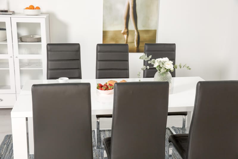 Cibus Spisegruppe med 6 Stoler - Hvit/Svart - Møbler - Bord - Spisegruppe
