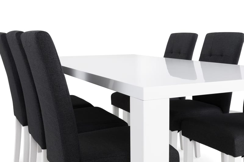 Cibus Spisegruppe med 6 Viktor Stoler - Hvit/Mørkegrå - Møbler - Bord - Spisegruppe