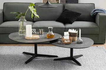 Cimino Ovalt Sofabord 84 cm i Keramikk med Understell i Metall - Mørkegrå - Møbler - Bord - Sofabord & salongbord