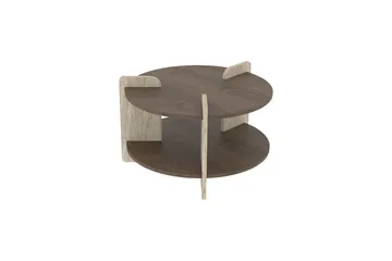 Cindral sofabord 70 cm rundt - Valnøtt og Travertin - Møbler - Bord - Sofabord & salongbord